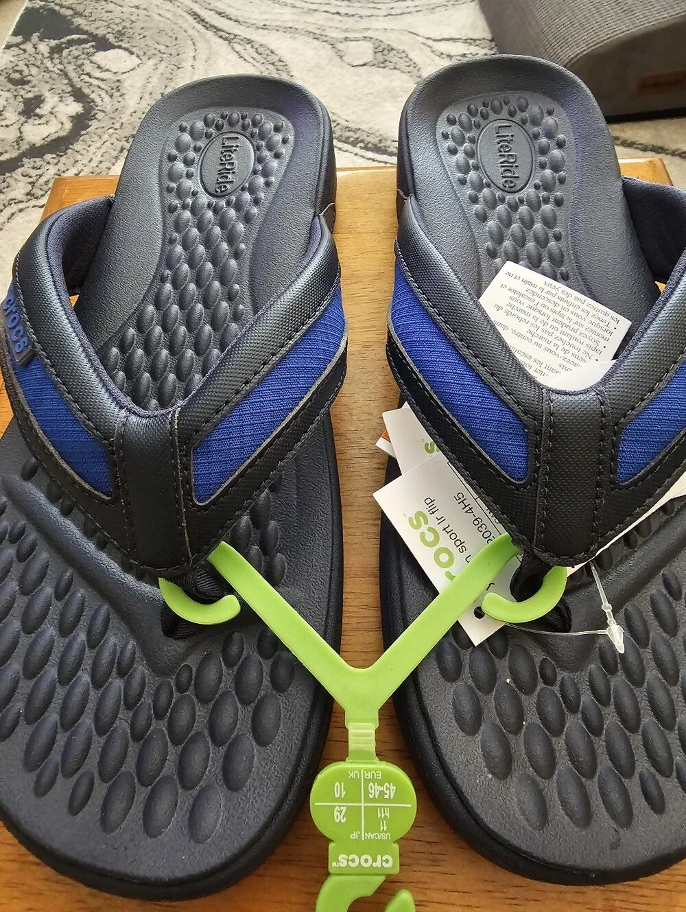 Crocs Yukon Sport LiteRide Flip Flops Sandles Mens Navy Blue Slip-On Thong - 11M